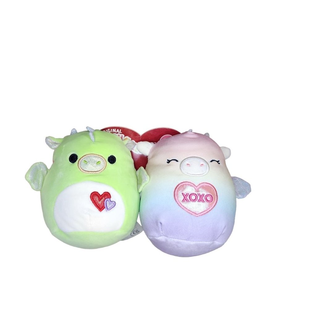 Squishmallow 2023 Valentine's Day 2 Pack Azizi & Duranza Pink & Green Dragons